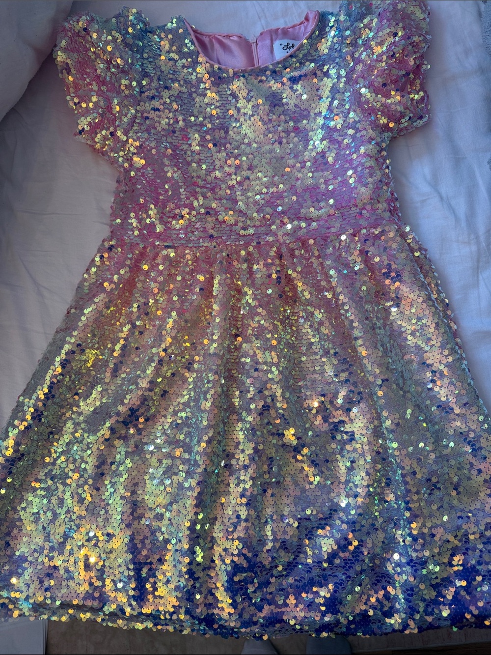 Lola + The Boys Iridescent Pink Sequin Party Dress